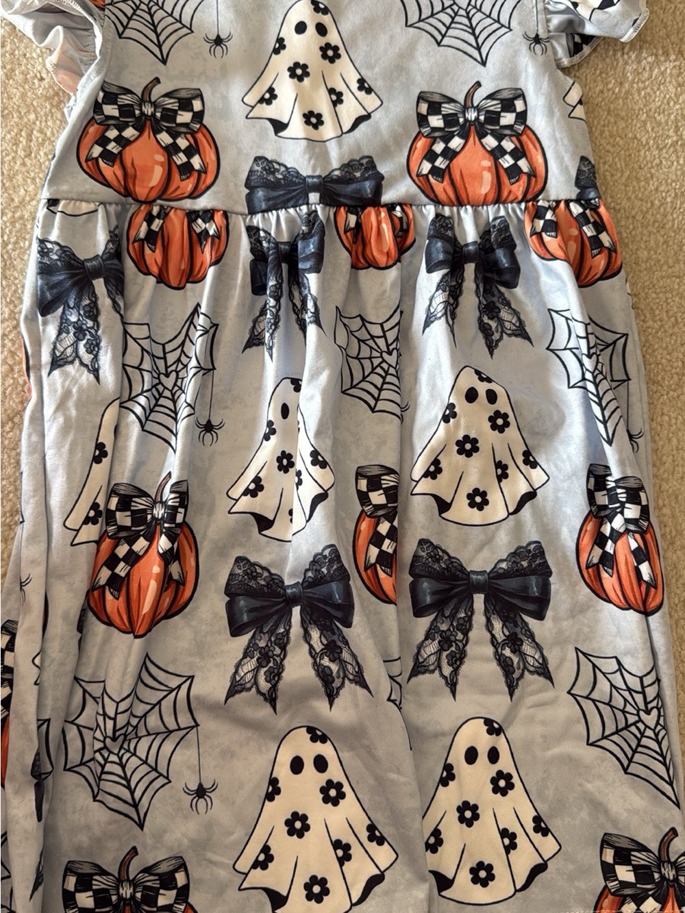 Source Unknown Halloween Pumpkin & Ghost Dress in Orange, Black, White